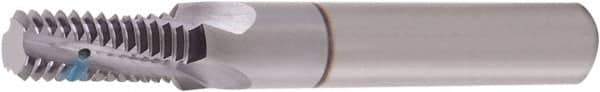 Vargus - 1/16-27 NPT, 0.232" Cutting Diam, 3 Flute, Solid Carbide Helical Flute Thread Mill - Internal/External Thread, 0.389" LOC, 2.244" OAL, 1/4" Shank Diam - Exact Industrial Supply