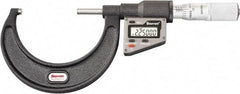 Starrett - 50.8 to 76 mm Range, 0.0001" Resolution, Standard Throat, Electronic Outside Micrometer - 0.0001" Accuracy, Friction Thimble, Micro Lapped Carbide Face, CR2450 Battery, Includes 3V Battery - Exact Industrial Supply