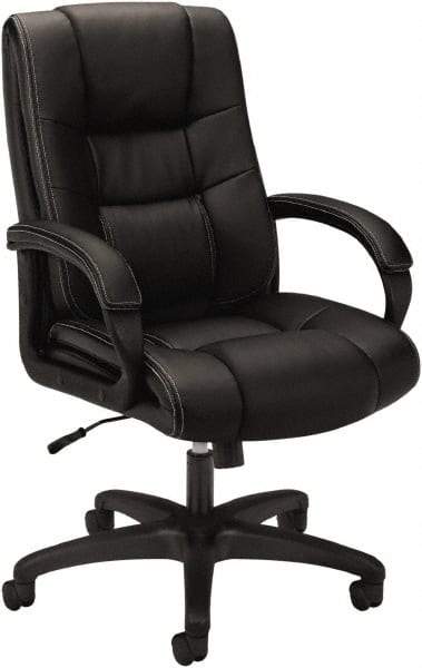 Basyx - 45-1/2" High Executive Chair - 28" Wide x 40" Deep, Vinyl Seat, Black - Exact Industrial Supply
