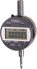 Fowler - 0 to .5" Range, 0.00005" Graduation, Electronic Drop Indicator - Flat Back, Accurate to 0.0002", Inch & Metric System, LCD Display - Exact Industrial Supply