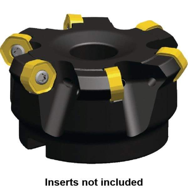 Kennametal - 106.1mm Cut Diam, 32mm Arbor Hole, 4.4mm Max Depth of Cut, 30° Indexable Chamfer & Angle Face Mill - 6 Inserts, HNGJ 0604... Insert, Right Hand Cut, 6 Flutes, Through Coolant, Series Dodeka Mini - Exact Industrial Supply