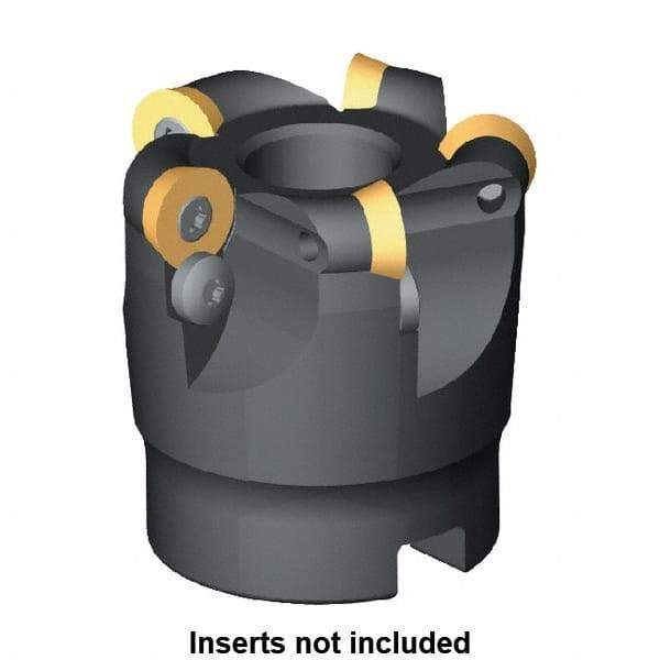 Kennametal - 40mm Cut Diam, 6mm Max Depth, 16mm Arbor Hole, 4 Inserts, RD.X 12T3... Insert Style, Indexable Copy Face Mill - 45mm High, Series KDM - Exact Industrial Supply