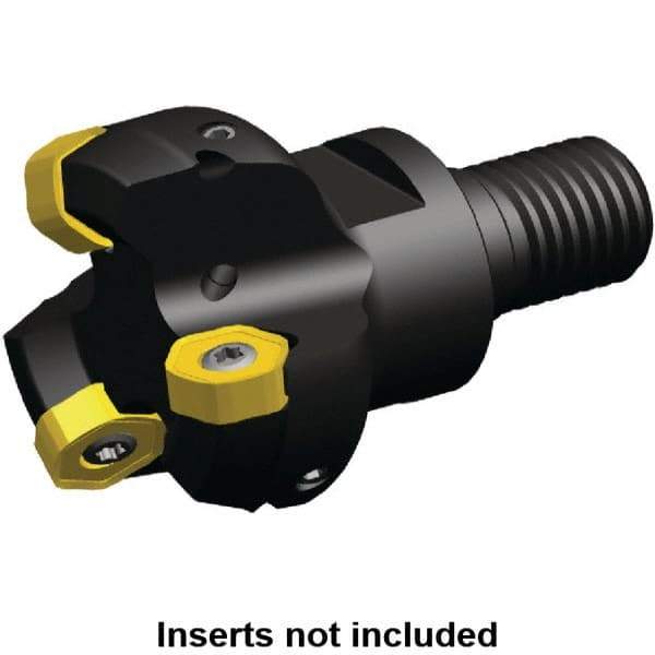 Kennametal - 32mm Cut Diam, 0.064" Max Depth, M16 Modular Connection Indexable High-Feed End Mill - Screw Holding Method, HNGJ0604ANENLD Insert, KSHR Toolholder, Through Coolant - Exact Industrial Supply