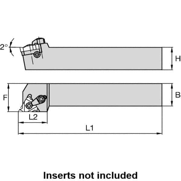 Kennametal - External Thread, Right Hand Cut, 32mm Shank Width x 32mm Shank Height Indexable Threading Toolholder - 170mm OAL, LT 22ER Insert Compatibility, LSS Toolholder, Series LT Threading - Exact Industrial Supply