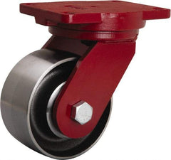 Hamilton - 6" Diam x 3" Wide x 8-1/2" OAH Top Plate Mount Swivel Caster - Forged Steel, 4,000 Lb Capacity, Tapered Roller Bearing, 6-1/8 x 7-1/2" Plate - Exact Industrial Supply
