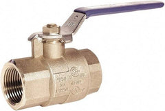 Milwaukee Valve - 3" Pipe, Full Port, Brass Full Port Ball Valve - 2 Piece, Threaded (NPT) Ends, Lever Handle, 600 WOG, 150 WSP - Exact Industrial Supply