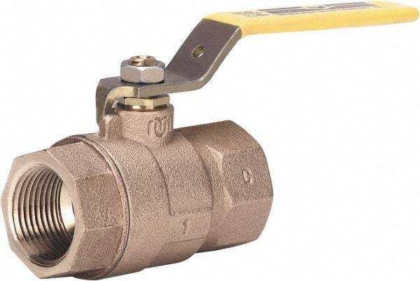 Milwaukee Valve - 1" Pipe, Large Port, Bronze Standard Ball Valve - 2 Piece, Threaded (NPT) Ends, Lever Handle, 600 WOG, 150 WSP - Exact Industrial Supply