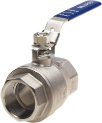 Milwaukee Valve - 2" Pipe, Full Port, Stainless Steel Standard Ball Valve - 2 Piece, Threaded (NPT) Ends, Locking Lever Handle, 1,000 WOG, 150 WSP - Exact Industrial Supply