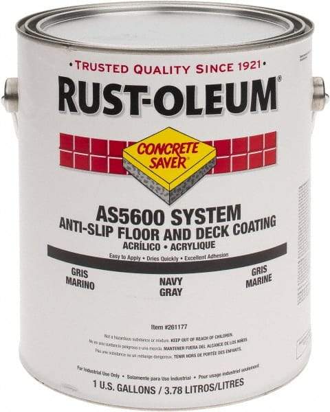 Rust-Oleum - 1 Gal Navy Gray Gloss Finish Antislip Coating - 60 to 70 Sq Ft per Gal, Interior/Exterior - Exact Industrial Supply