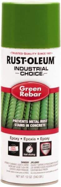 Rust-Oleum - Green Rebar, Gloss, Rebar Coating Spray Paint - 8 Sq Ft per Can, 12 oz Container - Exact Industrial Supply