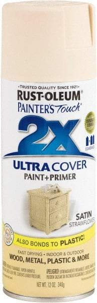 Rust-Oleum - Strawflower (Color), Satin, Enamel Spray Paint - 8 Sq Ft per Can, 12 oz Container, Use on Multipurpose - Exact Industrial Supply