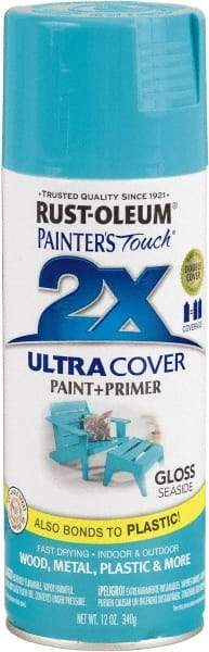 Rust-Oleum - Seaside, Gloss, Enamel Spray Paint - 8 Sq Ft per Can, 12 oz Container, Use on Multipurpose - Exact Industrial Supply