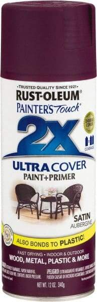 Rust-Oleum - Aubergine (Color), Satin, Enamel Spray Paint - 8 Sq Ft per Can, 12 oz Container, Use on Multipurpose - Exact Industrial Supply