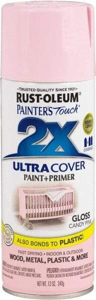Rust-Oleum - Candy Pink, Gloss, Enamel Spray Paint - 8 Sq Ft per Can, 12 oz Container, Use on Multipurpose - Exact Industrial Supply