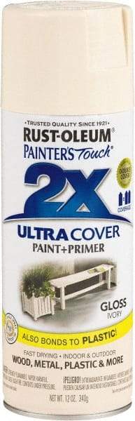 Rust-Oleum - Ivory, Gloss, Enamel Spray Paint - 8 Sq Ft per Can, 12 oz Container, Use on Multipurpose - Exact Industrial Supply