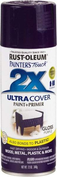 Rust-Oleum - Purple, Gloss, Enamel Spray Paint - 8 Sq Ft per Can, 12 oz Container, Use on Multipurpose - Exact Industrial Supply