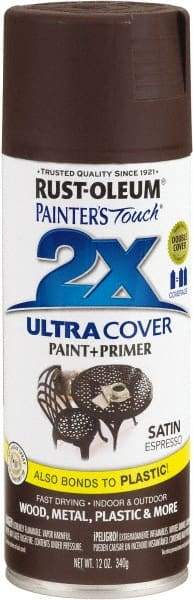 Rust-Oleum - Espresso, Satin, Enamel Spray Paint - 8 Sq Ft per Can, 12 oz Container, Use on Multipurpose - Exact Industrial Supply