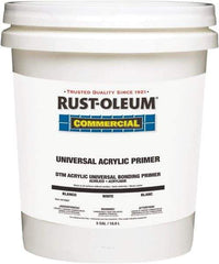 Rust-Oleum - 5 Gal White Water-Based Acrylic Enamel Primer - 350 to 450 Sq Ft Coverage, <100 gL Content, Quick Drying, Interior/Exterior - Exact Industrial Supply