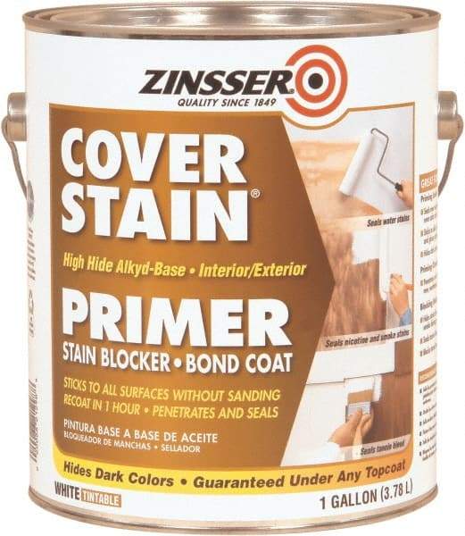 Rust-Oleum - 1 Gal White Alkyd Primer - 300 to 400 Sq Ft Coverage, <100 gL Content, Quick Drying, Interior/Exterior - Exact Industrial Supply