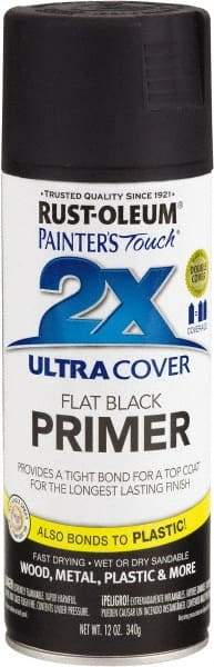 Rust-Oleum - 12 oz Black Aerosol Primer - 10 to 12 Sq Ft Coverage, Interior/Exterior - Exact Industrial Supply