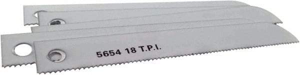 Disston - 4" Long x 1/2" Thick, Bi-Metal Reciprocating Saw Blade - Straight Profile, 18 TPI, Toothed Edge, Universal Shank - Exact Industrial Supply