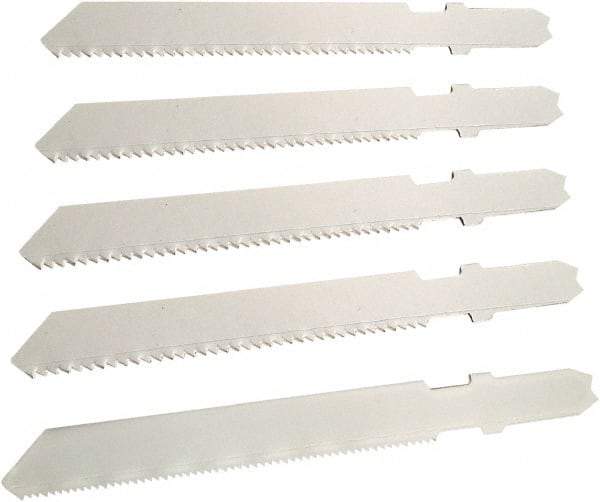 Disston - 5 Piece, 3" to 3" Long, 10-14 to 24 Teeth per Inch, Bi-Metal Jig Saw Blade Set - Toothed Edge, U-Shank - Exact Industrial Supply