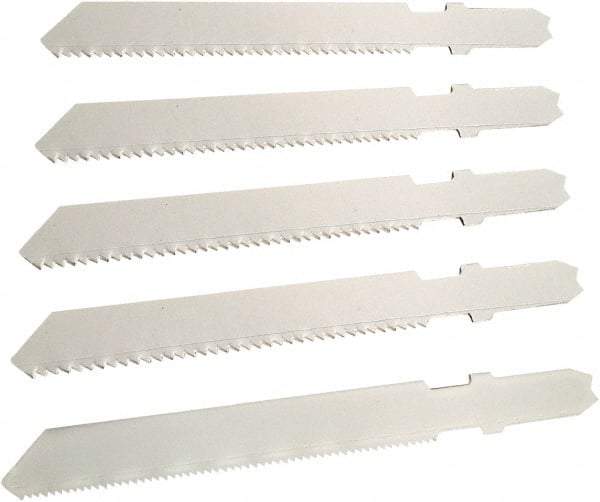 Disston - 5 Piece, 2-3/4" to 3-1/2" Long, 6 to 14 Teeth per Inch, Carbon Jig Saw Blade Set - Toothed Edge, U-Shank - Exact Industrial Supply