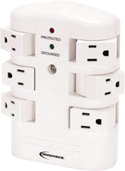 innovera - 6 Outlets, 120 Volts, 15 Amps, Surge Power Outlet Strip - Wall/Surface Mount, 5-15R NEMA Configuration - Exact Industrial Supply