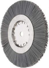 Weiler - 10" OD, 3/4" Arbor Hole, Crimped Nylon Wheel Brush - 1" Face Width, 2-1/2" Trim Length, 0.022" Filament Diam, 4,500 RPM - Exact Industrial Supply