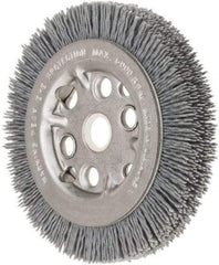 Weiler - 4-1/4" OD, 5/8" Arbor Hole, Crimped Nylon Wheel Brush - 3/4" Face Width, 5/8" Trim Length, 0.035" Filament Diam, 6,000 RPM - Exact Industrial Supply