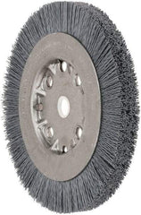 Weiler - 6" OD, 5/8" Arbor Hole, Crimped Nylon Wheel Brush - 5/8" Face Width, 7/8" Trim Length, 0.022" Filament Diam, 4,500 RPM - Exact Industrial Supply