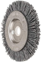 Weiler - 3" OD, 1/2" Arbor Hole, Crimped Nylon Wheel Brush - 3/8" Face Width, 1/2" Trim Length, 0.035" Filament Diam, 6,000 RPM - Exact Industrial Supply