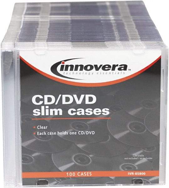 innovera - 1 Compartment, 4-7/8 Inch Wide x 1/4 Inch Deep x 5-5/8 Inch High, CD/DVD Storage Case - Polystyrene, Clear - Exact Industrial Supply