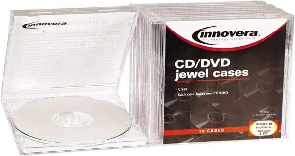 innovera - 1 Compartment, 4-7/8 Inch Wide x 3/8 Inch Deep x 5-5/8 Inch High, CD/DVD Case - Plastic, Clear - Exact Industrial Supply