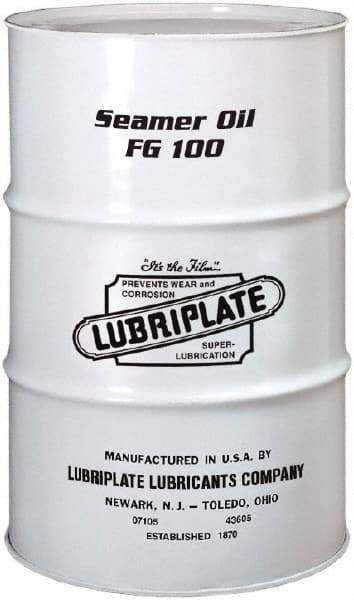 Lubriplate - 55 Gal Drum Mineral Seamer Oil - SAE 30, ISO 100, 109 cSt at 40°C & 12 cSt at 100°C, Food Grade - Exact Industrial Supply