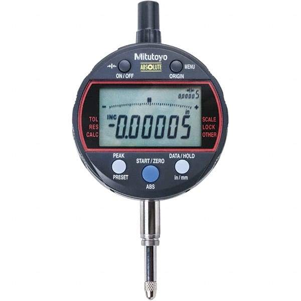 Mitutoyo - 0 to 1/2" Range, 0.001mm Graduation, Electronic Drop Indicator - Flat Back, Accurate to 0.0001", Inch & Metric System, LCD Display - Exact Industrial Supply