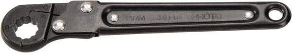 Proto - 15mm, Black Finish, Ratcheting Flare Nut Wrench - 12 Points, 7-1/4" OAL, Steel, Single End Head - Exact Industrial Supply