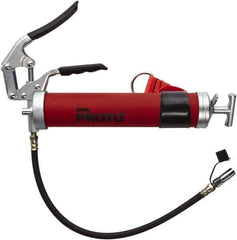 Proto - 3,600 Max psi, Flexible Pistol Grease Gun - 14 oz (Cartridge) & 16 oz (Bulk) Capacity, 3-Way, Bulk, Cartridge & Filler Pump - Exact Industrial Supply