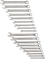 Proto - 18 Piece, 1/4" to 3/4" (mm), 12 Point Combination Wrench Set - Inch/Metric Measurement Standard, Satin Finish - Exact Industrial Supply