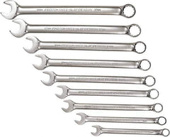 Proto - 9 Piece, 10mm to 18mm, 12 Point Combination Wrench Set - Metric Measurement Standard, Full Polish Chrome Finish, Comes in Tool Roll - Exact Industrial Supply
