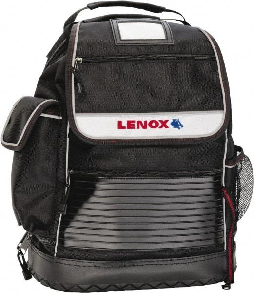 Lenox - 30 Pocket Black Ballistic Nylon Backpack Tool Bag - 6" Wide x 14" Deep x 18" High - Exact Industrial Supply
