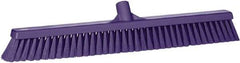 Vikan - 24" Fine Particle Synthetic Push Broom - 2" Bristle Length, Plastic Block, European Threaded Handle Connection - Exact Industrial Supply