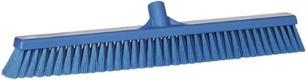 Vikan - 24" Fine Particle Synthetic Push Broom - 2" Bristle Length, Plastic Block, European Threaded Handle Connection - Exact Industrial Supply