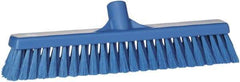 Vikan - 16" Fine Particle Synthetic Push Broom - 2" Bristle Length, Plastic Block, European Threaded Handle Connection - Exact Industrial Supply