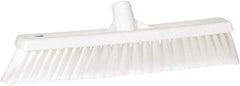 Vikan - 16" Fine Particle Synthetic Push Broom - 2" Bristle Length, Plastic Block, European Threaded Handle Connection - Exact Industrial Supply