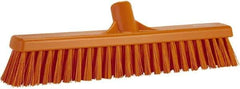 Vikan - 16" Combo Duty Synthetic Push Broom - 2" Bristle Length, Plastic Block, European Threaded Handle Connection - Exact Industrial Supply