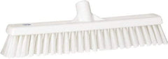 Vikan - 16" Fine Particle Synthetic Push Broom - 2" Bristle Length, Plastic Block, European Threaded Handle Connection - Exact Industrial Supply