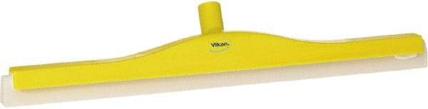 Vikan - 24" Foam Rubber Blade Floor Squeegee - Double Edge, Yellow, Plastic Holder - Exact Industrial Supply
