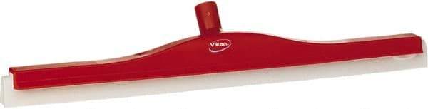 Vikan - 24" Foam Rubber Blade Floor Squeegee - Double Edge, Red, Plastic Holder - Exact Industrial Supply