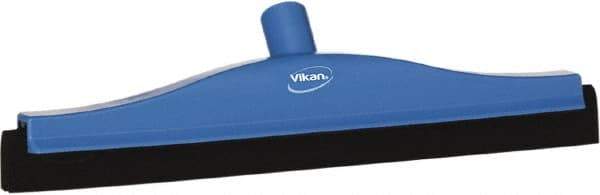 Vikan - 16" Foam Rubber Blade Bench Squeegee - Double Edge, Blue, Plastic Holder - Exact Industrial Supply